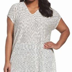 Eileen Fisher Woman $208 Painterly Organic Linen Jersey V-Neck Tunic Sz 1X NWT
